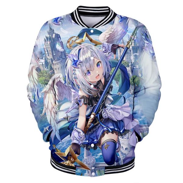 

women's jackets luckyfriday harajuku hololive vtuber amane kanata 3d holiday men/women casualstreetwear baseball uniform streetwear kaw, Black;brown