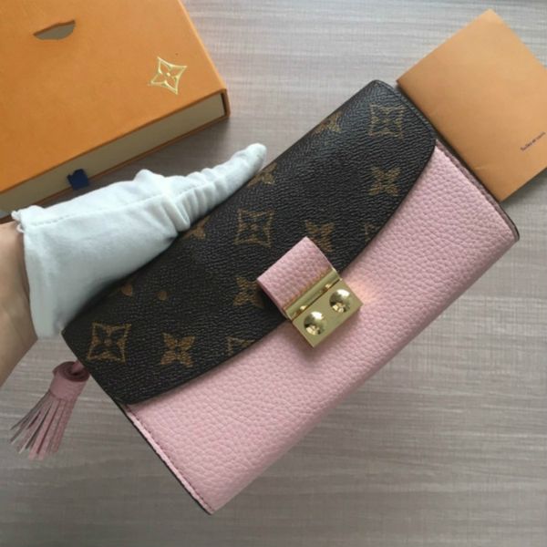 

m60207-2 old flower fringe wallet pink women real leather long wallets chain wallet pouches key card holders phone cases purse clutchesw, Red;black