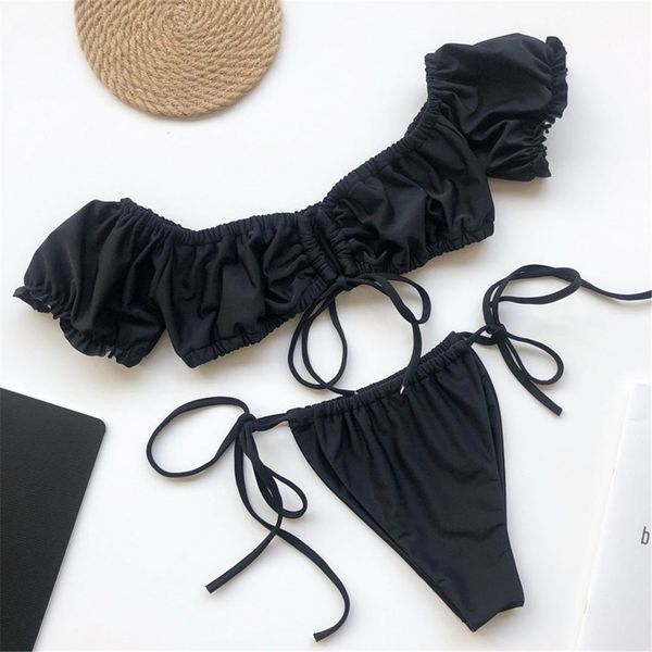 

ruffled bikini short sleeve swimsuit female swimwear women two-pieces bikini set bather bathing suit swim k1769