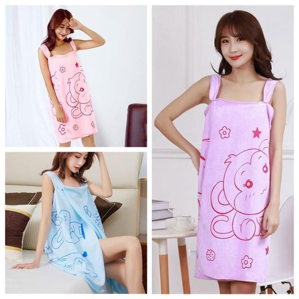 

towel texile quick dry cartoon printing skin-friendly superfine fiber wearable bathroom bathrobe bath for women