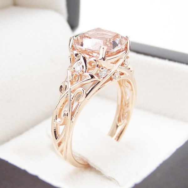 

wedding rings exquisite rose gold plated champagne zircon ring cocktail party bridal band promise engagement jewelry, Slivery;golden