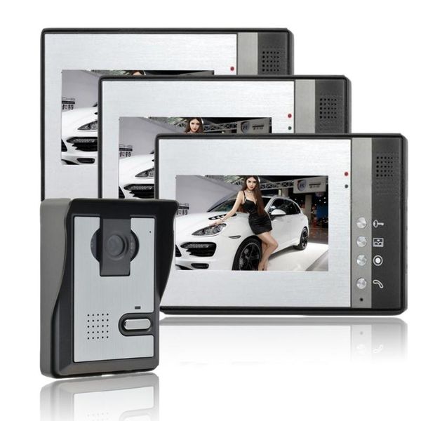 

home security 7 inch tft lcd monitor video door phone intercom system one to three doorphone phones