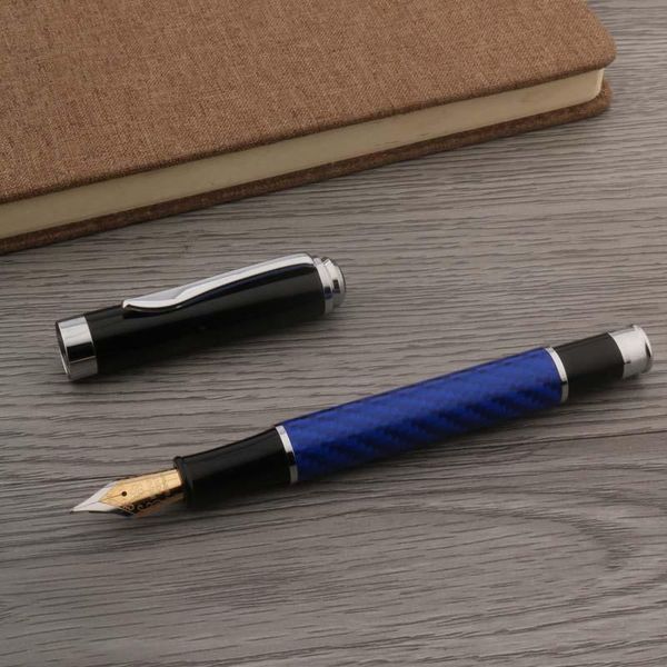

fountain pens metal carbon fiber pen blue iridium nib stationery office school supplies golden ink