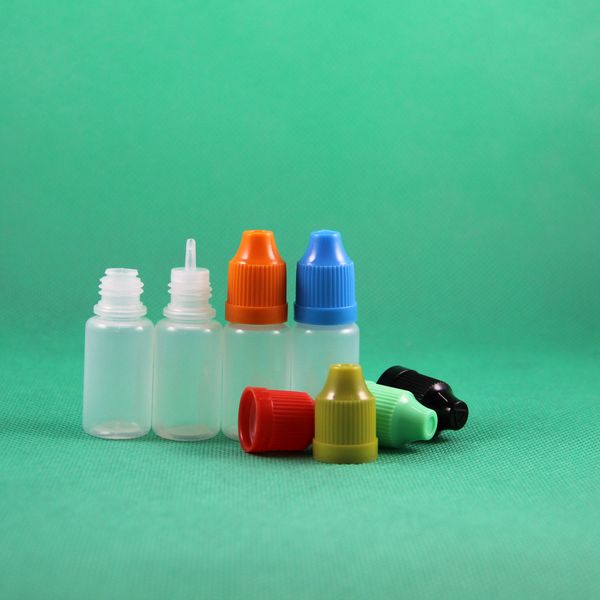 100 set/lot 8ml 1/4 oz plastik damlalık şişeleri ile çocuk geçirmez güvenlik kapakları uzun ince nozul ipuçları yumuşak pe sıvı göz damlası özü 8 ml için güvenli