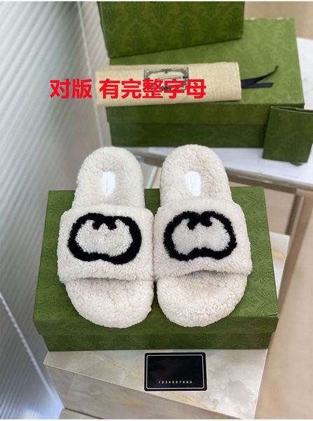 

g family woolen women's 2021 autumn and new real thick bottom flip flops wear home leisure lazy slippers outside, Black