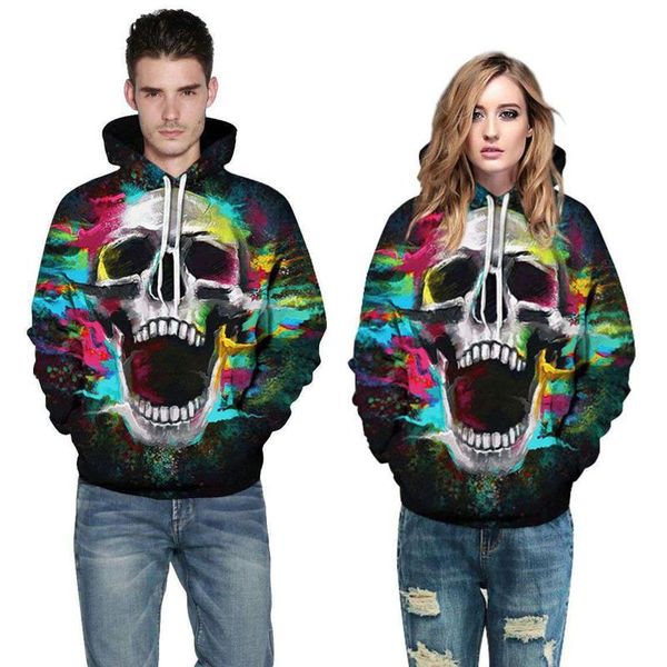 

women's hoodies & sweatshirts couple pullover outfit 3d printed hooded sweatshirt streetwear loose blouse fashion halloween party c, Black