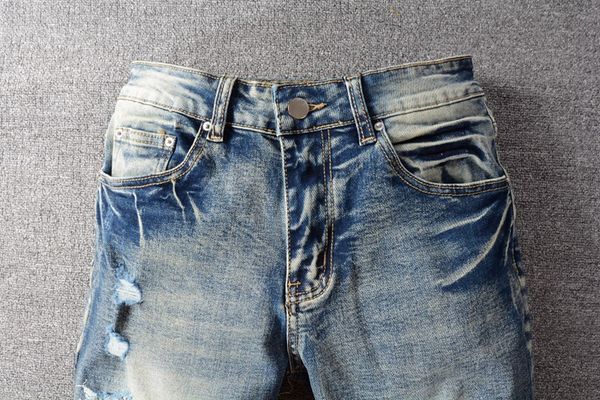 

motorcycle biker mens jeans solid washed tie dye style designer casual pants slim fit fashion version trousers 28-40, Blue
