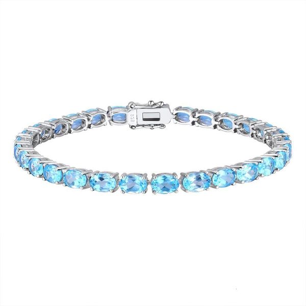 

gz zongfa fashion jewelry wholesale women natural blue z gem 925 sterling silver charm bracelet, Golden;silver