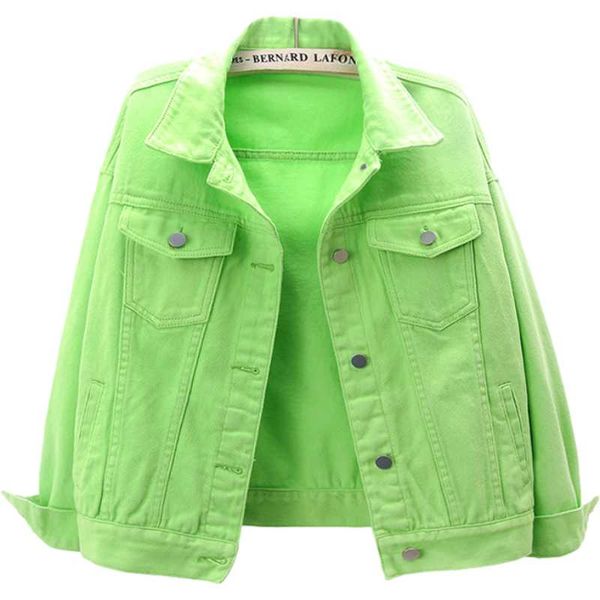 

women's jackets women candy color short denim jacket harajuku clothes spring autumn long sleeve loose coat wild ladies jeans h1443, Black;brown