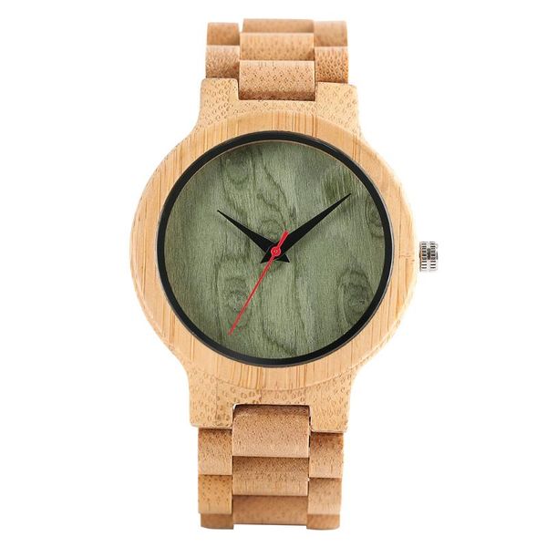 

wristwatches men's watch natural wooden bamboo watches with full real wood band quartz green face, Slivery;brown
