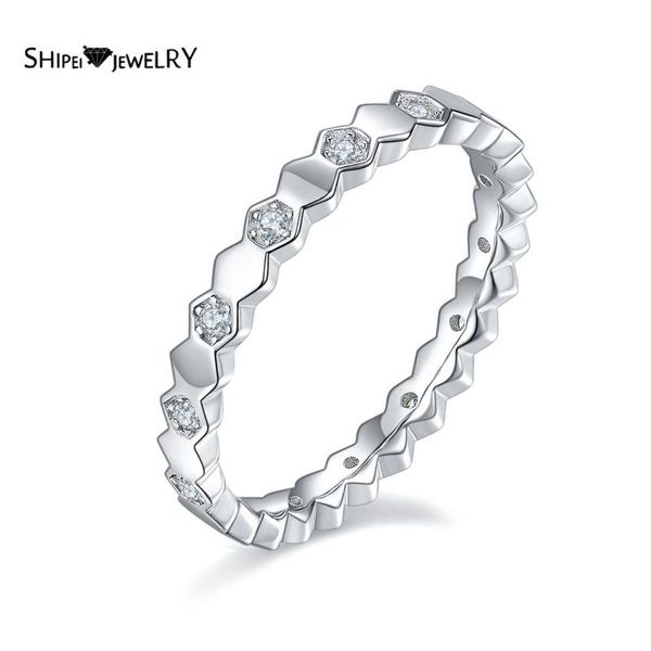 

cluster rings shipei 100% 925 sterling silver real moissanite gemstone wedding band romantic white gold ring for women fine jewelry wholesal, Golden;silver