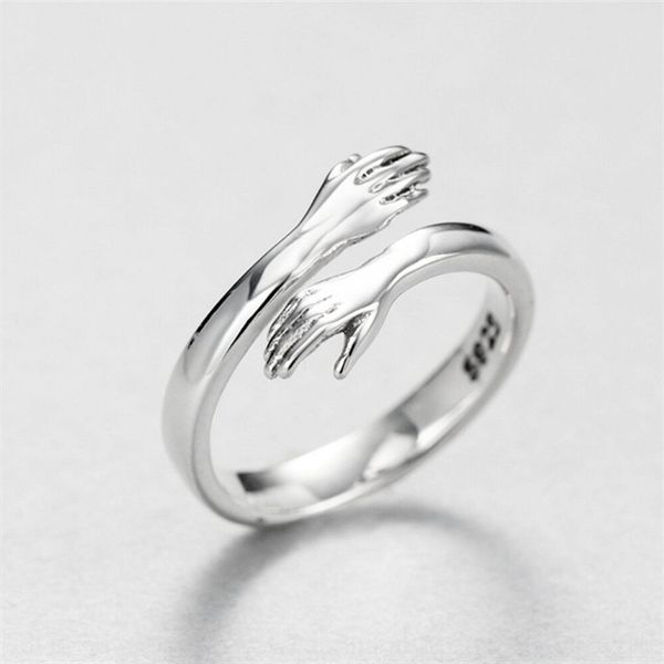 

maw 925 sterling silver korean fashion temperament versatile love embracing couple band rings ring women's jewelry 925 sterling silver