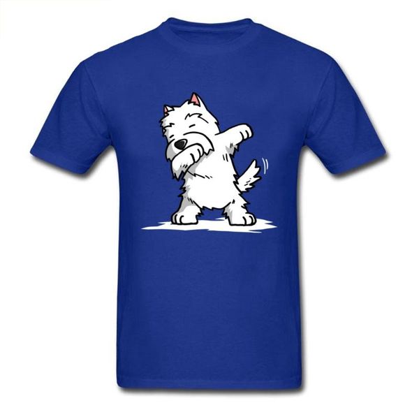 

men's t-shirts 2021 gift t-shirt men blue tshirt funny dabbing west highland white terrier dog print cotton tees thanksgiving day t sh, White;black