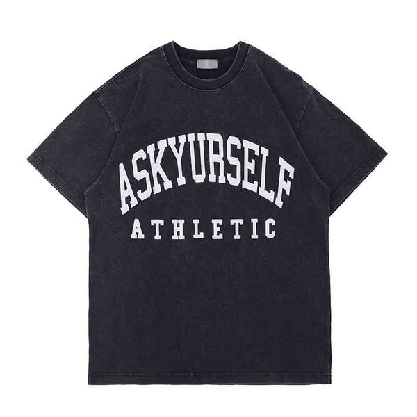 

men's t-shirts spring and summer fashion brand used washed relief printed men's short sleeve t-shirt atjb, White;black