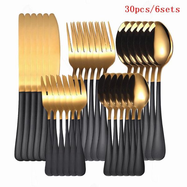 

cutlery set kitchen tableware golden 30pcs pink gold forks knives spoons stainless steel dinnerware fork spoon sets