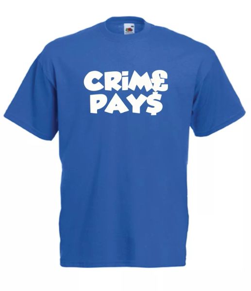 

crime pays xmas gift idea mens women t shirts multi-color s-2xl, White;black