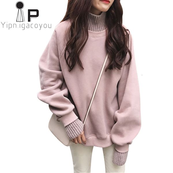 

women's t-shirt fall winter turtleneck knitted sweater pullover warm jumpers ladies sweaters oversize loose knitwear basic cb, White