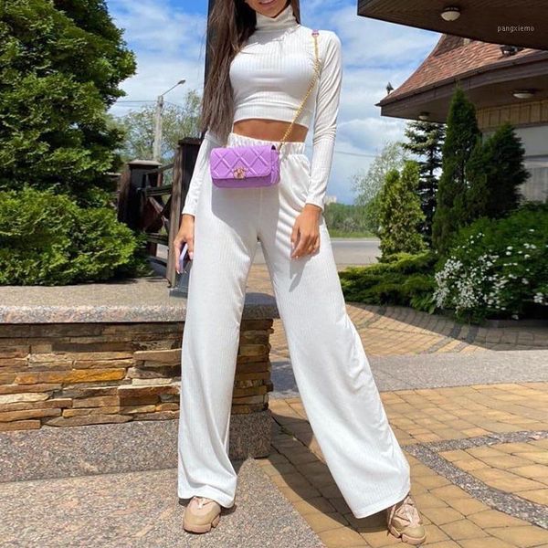 

women's tracksuits 2021 autumn casual white two piece sets womens long sleeve crop and high waist pant matching fashion streetwear outf, Gray