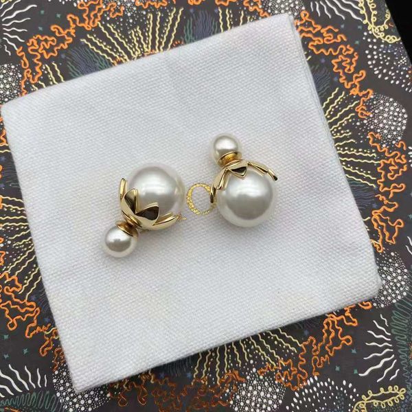 

dijia / dajia new pearl earrings fashion temperament brass high-grade personality women's style, Golden