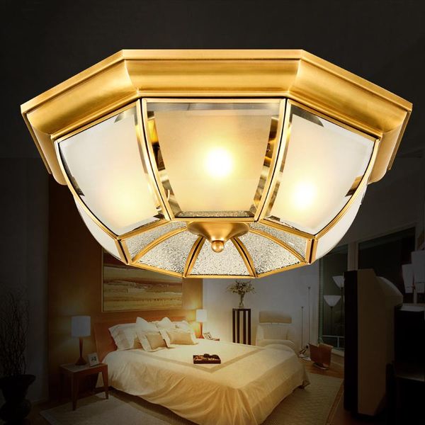 

ceiling lights european led lamp full copper american study warm bedroom balcony retro lighting