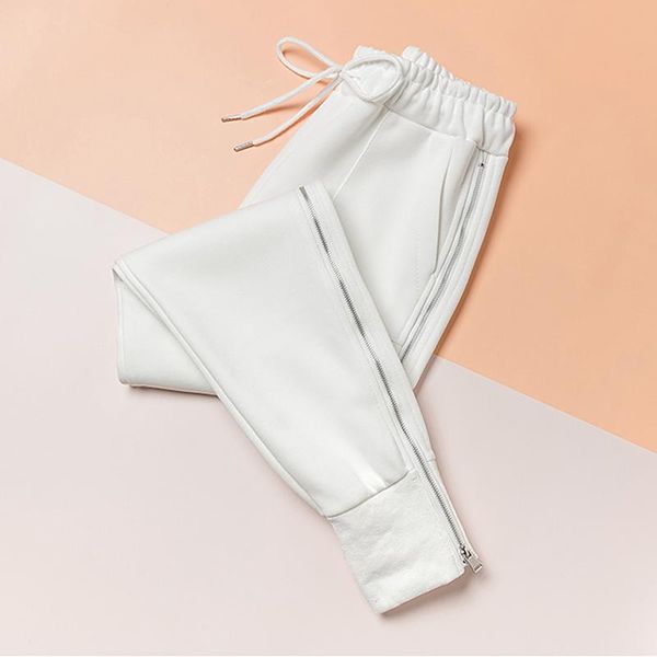 

women's pants & capris side zipper sweatpants women streetwear loose plus size trousers autumn winter high waist pantalon femme, Black;white