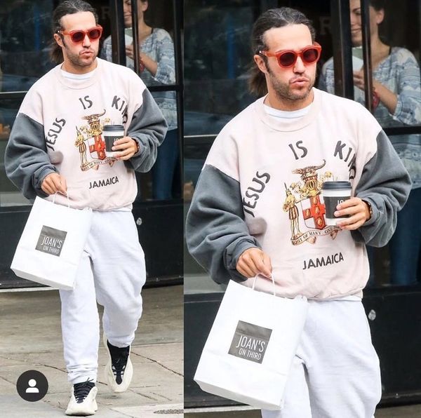 

kanye west hoodie jamaica crewneck wome men's sweatshirts version jesus is king pullover, Black