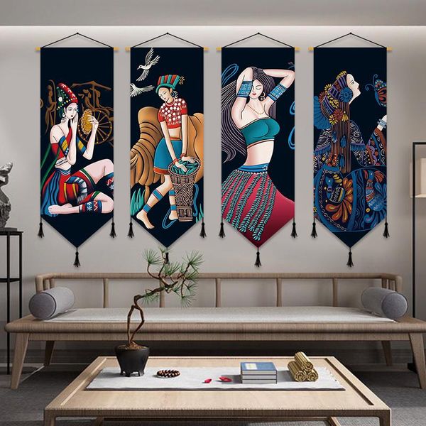 

tapestries nordic tapestry painting design vertical ornament fabric girl wall ethnic style bedroom tapiz pared room decoration