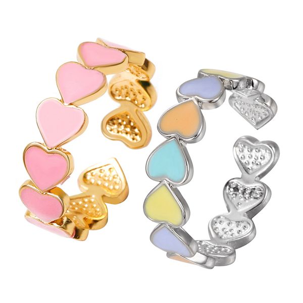 Regalo di San Valentino Anello cuore rosa amore Anelli aperti a forma di cuore in metallo Accessori per gioielli di moda per feste