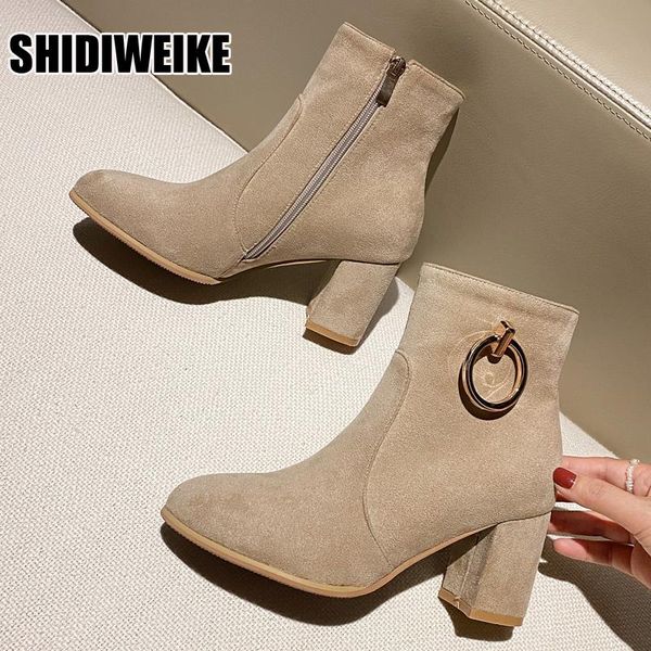 

boots 2021 women's shoes women ankle suede plus size length cow female ladies autumn and winter vc1455, Black