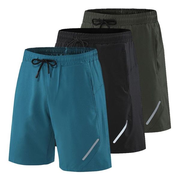 

solid men's elastic band shorts fitness short bodybuilding jogger running track and field sweatpants gym workout, Black;blue