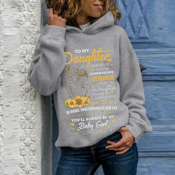 

women's & sweatshirts letter to daughter hoodies women hood thanksgiving printing long sleeves pullover casual sweatshirt vintage haraj, Black