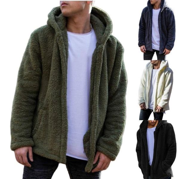 

men's jackets men stylish pockets oversized long sleeve fleece jacket coat male loose outerwear, Black;brown