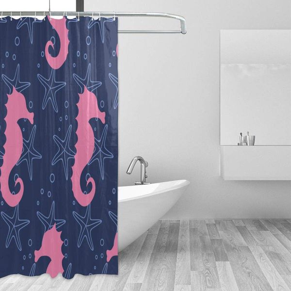 

waterproof shower curtain seahorse and starfish seamless pattern bath room curtains set quick drying with 12 premium plastic