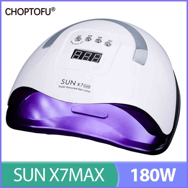 180W Sun profissional X7 Max UV LED 57 Grânulos Acenda toda a lâmpada de secagem polonesa gel secador de unhas de alta potência
