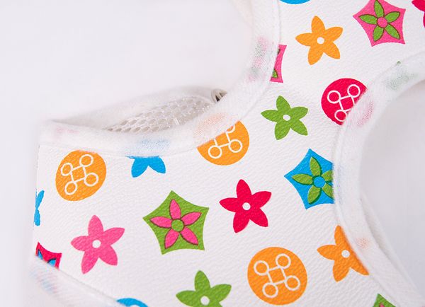 

new pet chest and back leashes leather pet dog leash collar out walking dog leash cat designer flower fashion pets harnesses