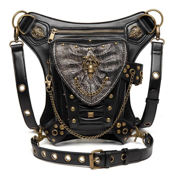 

waist bags retro steampunk waistbag for women 2021 punk rock gothic motor biker purses ladies cosplay stage party show men travel leg bag