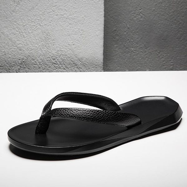 

slippers men casual shoes sneakers fashion light breathable flip flops leather men's mesh flip-flops air, Black