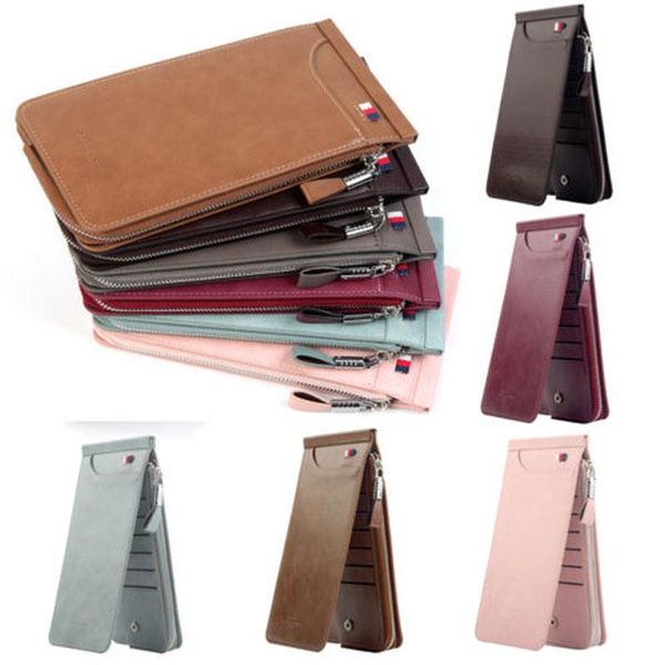 

card holders ladies women leather wallet long zip purse holder case clutch phone handbag, Brown;gray