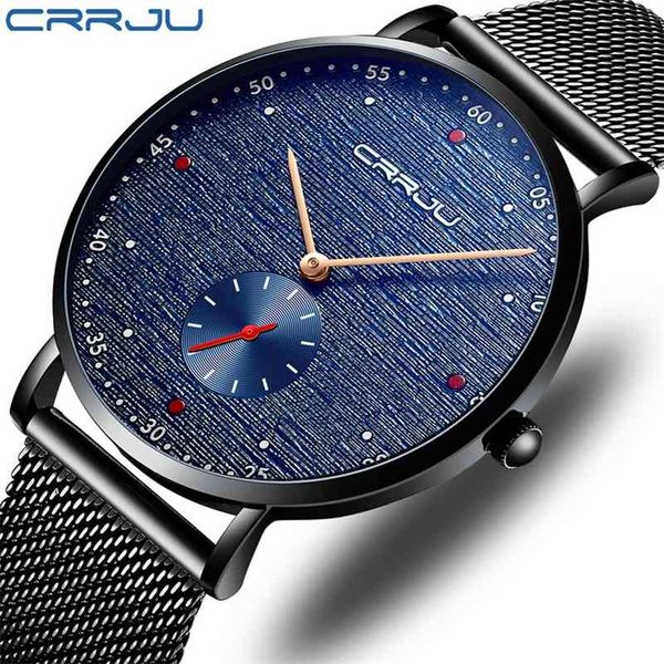 

crrju blue fashion slim mesh belt quartz watch mens watches brand luxury waterproof sport clock relogio masculino 210517, Slivery;brown