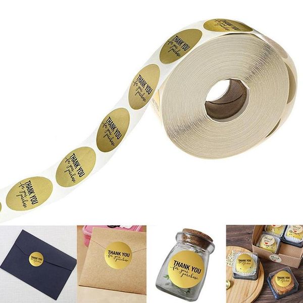 

500pcs golden label sticker handmade with love thanks baking decoration kraft paper scrapbooking stcker gift wrap