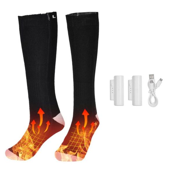 

sports socks electric heated ski outdoor heating with battery 3 speed thermostat warm, Black