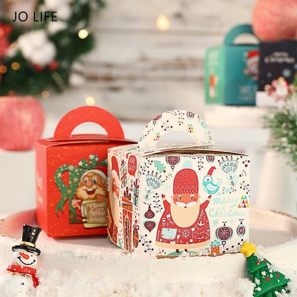 

10pcs/set chritmas baking packaging wrapping box cartoon santa apple maffine cake dessert storage paper gift wrap