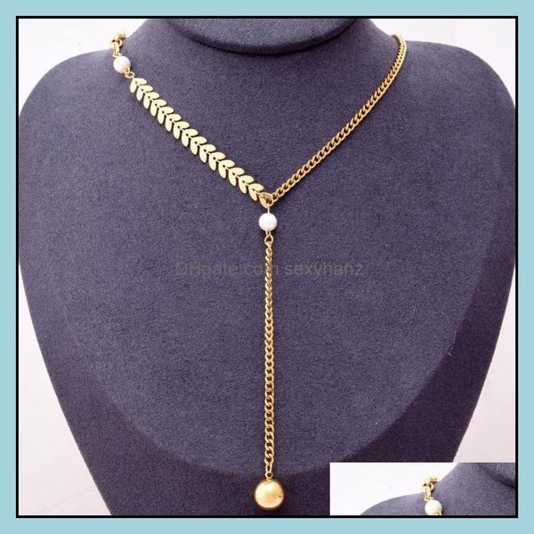 

necklaces & pendants jewelry wheat ear necklace thickness mix and match pearl ball tassel pendant titanium steel does not fade drop delivery, Silver