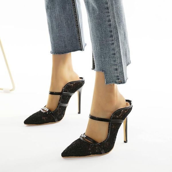 

women's high heels sandals 2021 spring summer back heeled ladies party wear stripper women shoes, Black