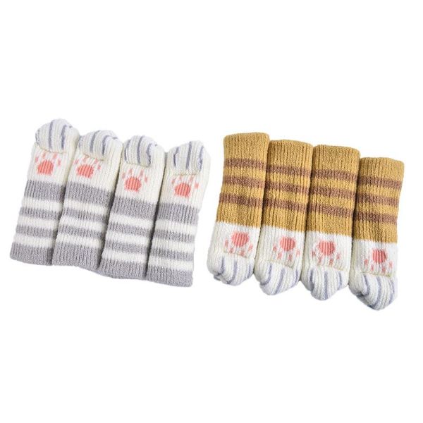 

4pcs cat table foot socks floor protectors non-slip knitting chair covers