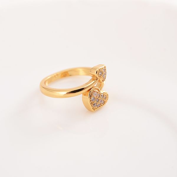 Женщины 18 K KT CZ Точное твердое золото Полный сердечный кольца заполненные свадебные свадебные ювелирные изделия камень элегантный кольцо толщины