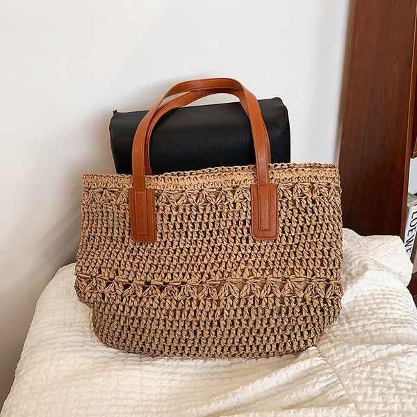 

evening bags woven straw bag for women handbags female shopper 2021 temperament women's shoulder large-capacity handbag tote beach