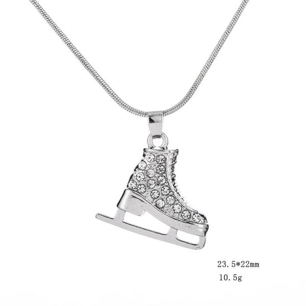 

pendant necklaces 3d skate charm necklace pave crystals white enamel bijoux women jewelry, Silver