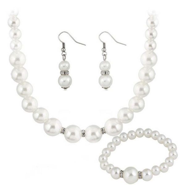 

earrings & necklace drop fashion bride pearl jewelry sets bracelet, Silver