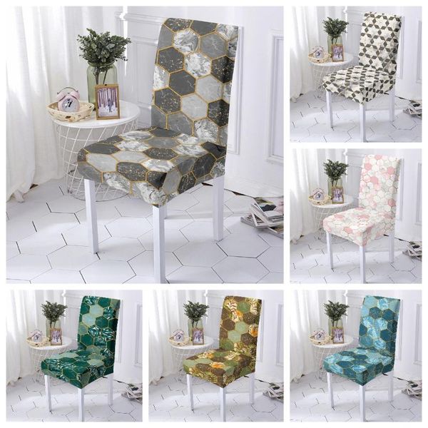 

elastic stretch dining chair cover removable marble slipcovers protector anti-dust furniture decor for wedding banquet party covers